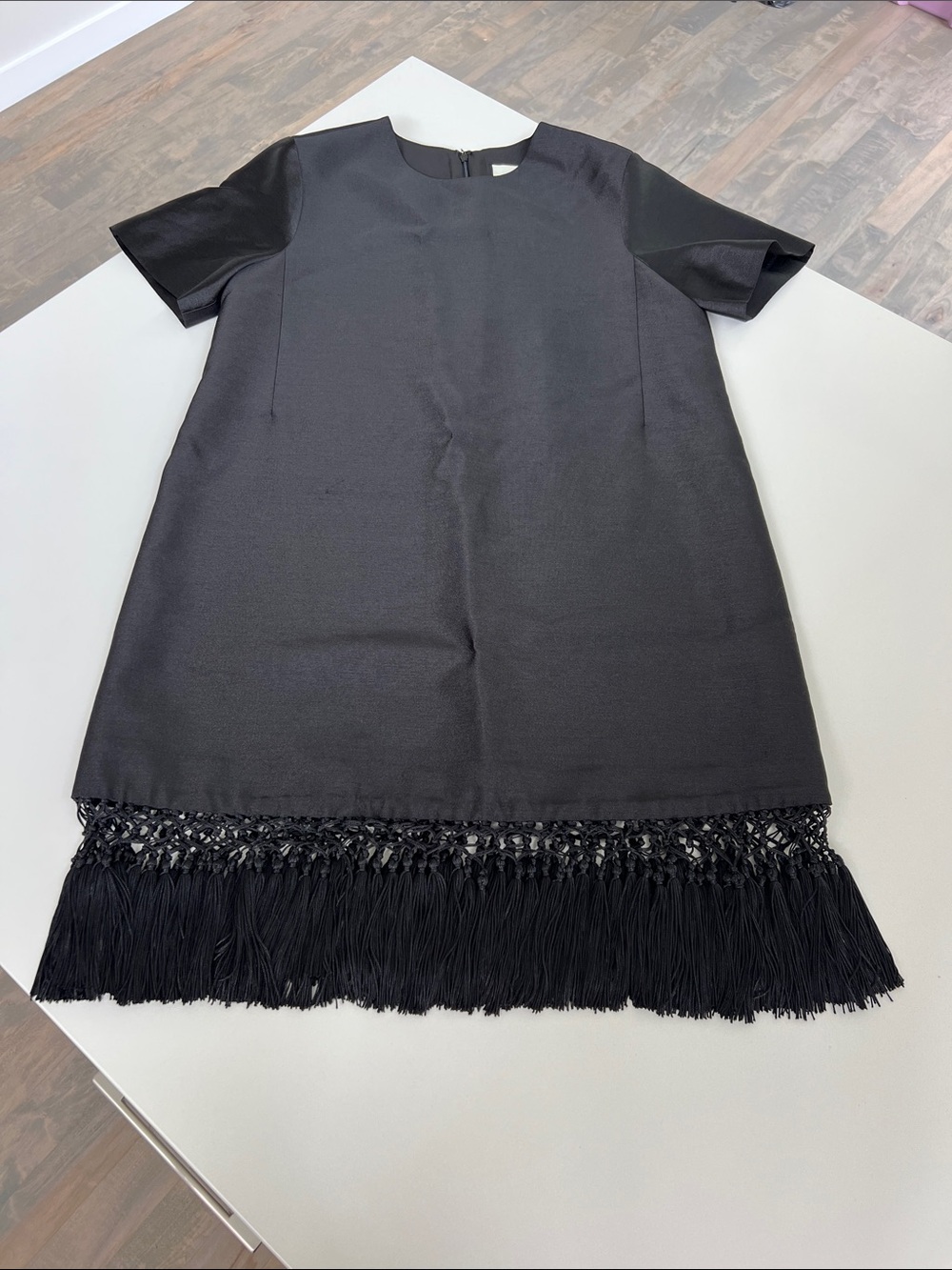 Tuckernuck black dupioni tassel downing short sleeve lined dress small - Picture 4 of 7